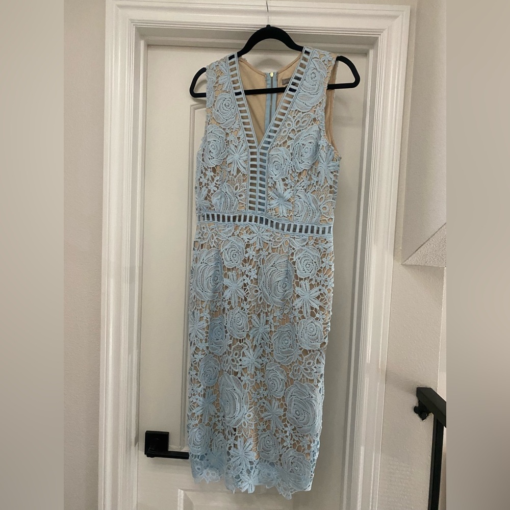 LOVE X DESIGN - Nordstrom (NWT), Lace Midi Dress (Size L), Baby blue